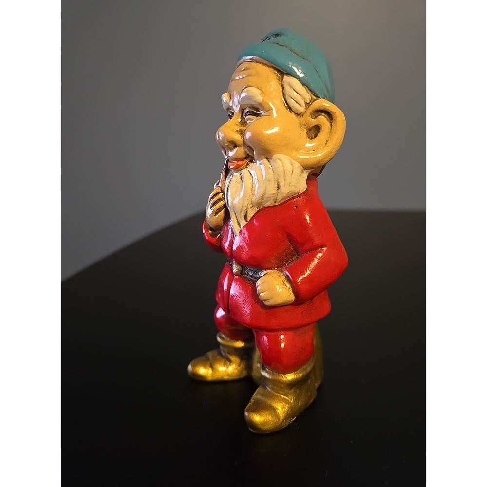 Vintage Elf Gnome Dwarf w/Pipe Paper Mache Figurine Japan Handpainted 5" MCM - Picture 6 of 9